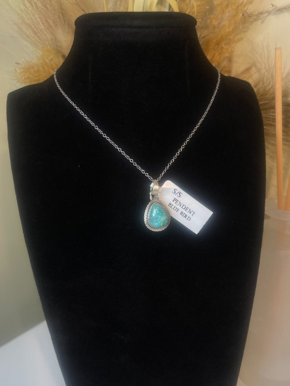 925 Sterling Silver Blue Bird Turquoise Pendant Necklace on 925 Chain